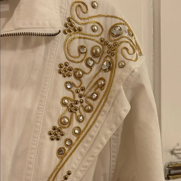 White Embellished Jumpsuit - Picture 8 of 8